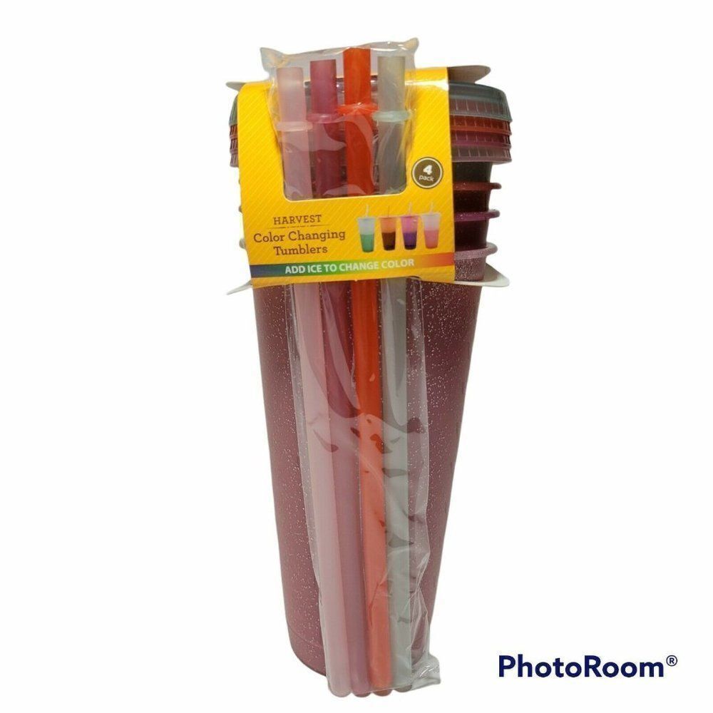 Way to Celebrate Harvest‎ Fall Color Changing Tumbler Cups Reusable 4-Pack 25 Oz